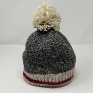 Roots Canada Hat Beanie Wool Blend Knit Pom Pom Cabin Toque Winter One Size 25CM